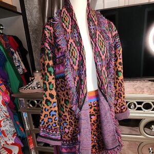 Farm Rio Sweater multicolor skirt set top is LRG skirt is XLG